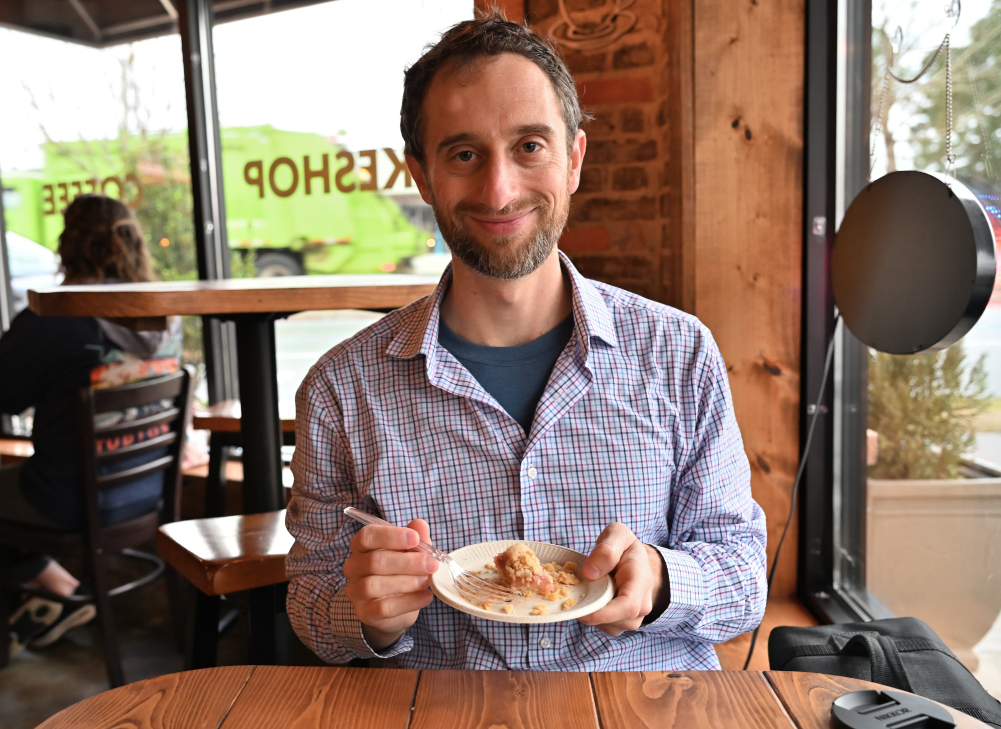 image of me eating rhubarb pie