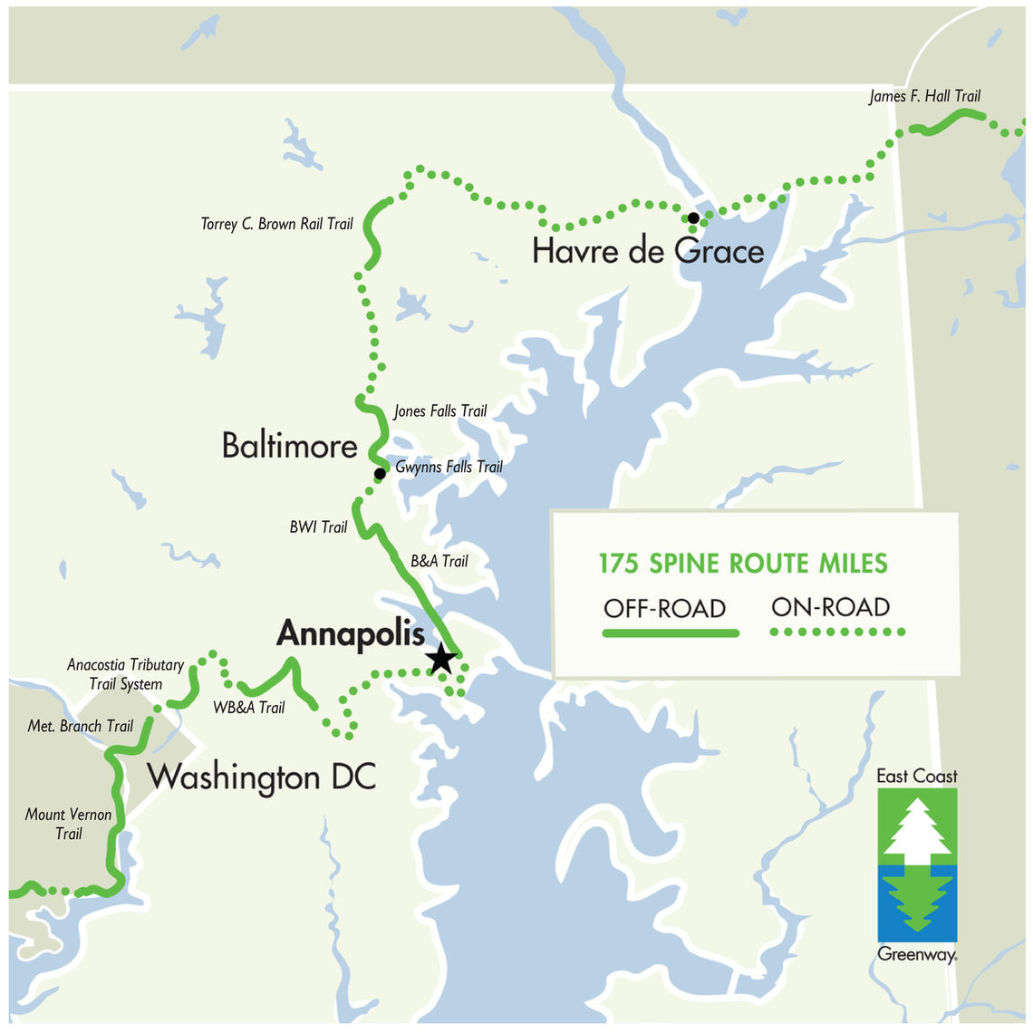 image of maryland portion of the east coast greenway bike path 