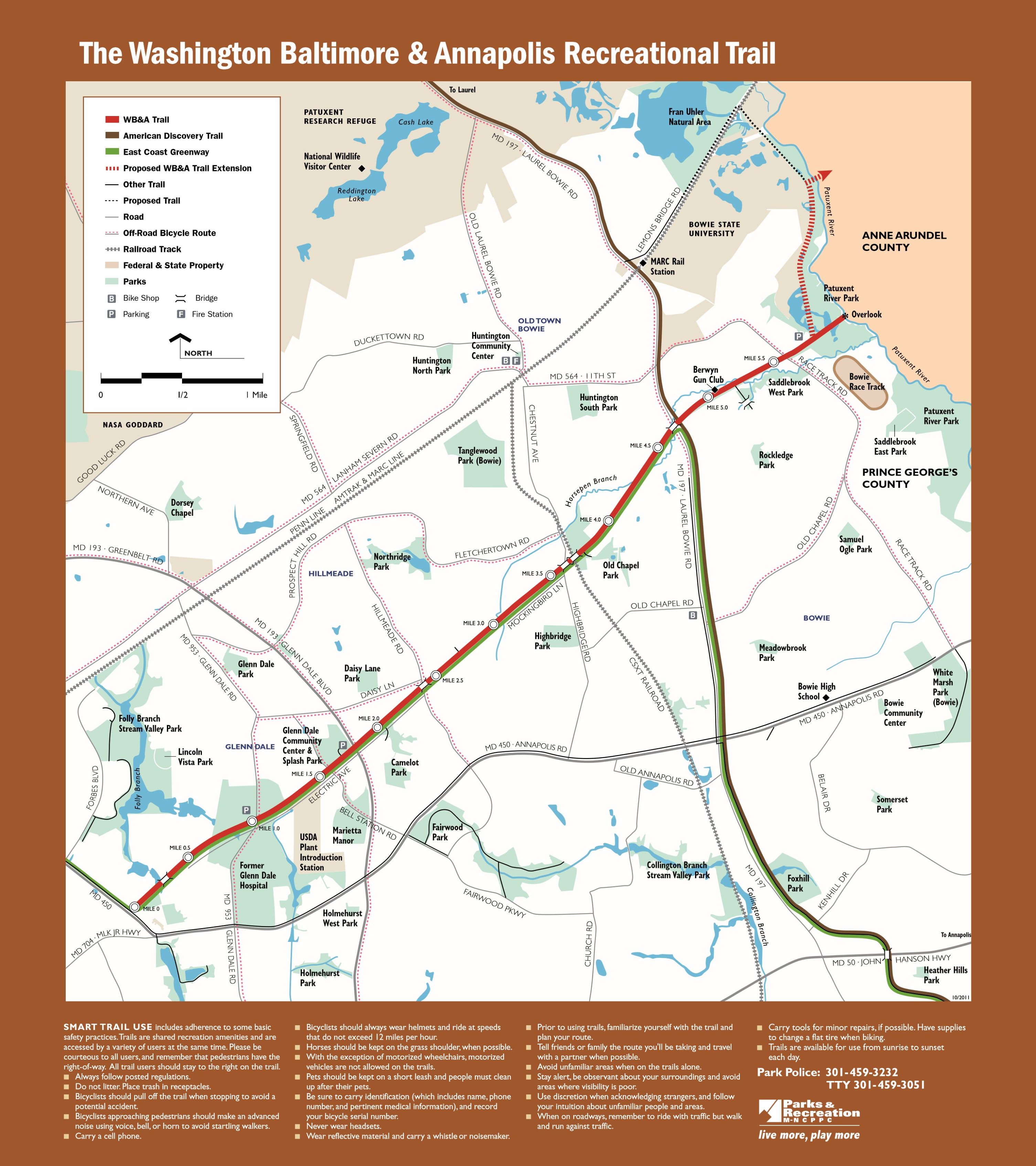 image of prince george's county portion of the WB&A trail 